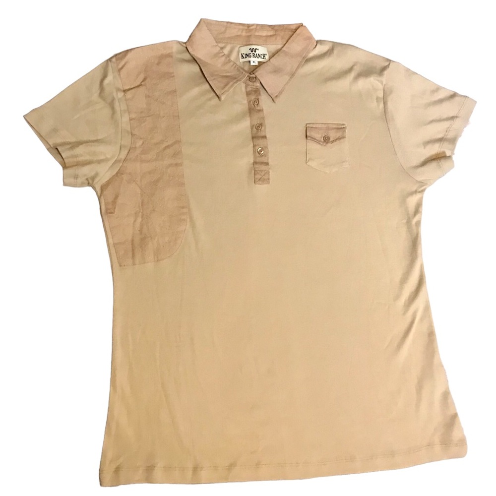 King Ranch Women’s Shooting Shirt Size XL  Polo Khaki Tan Quilted Patch Pocket